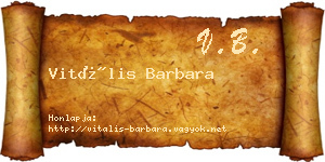 Vitális Barbara névjegykártya